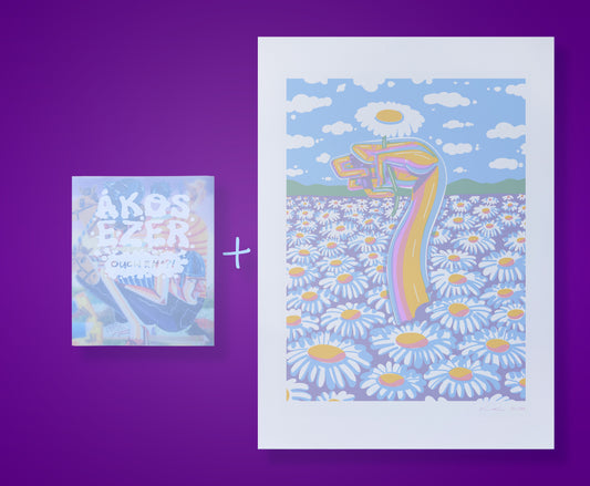 Flower picker, 2025, silkscreen print, 70x50cm with  Ouch*#^?! Book